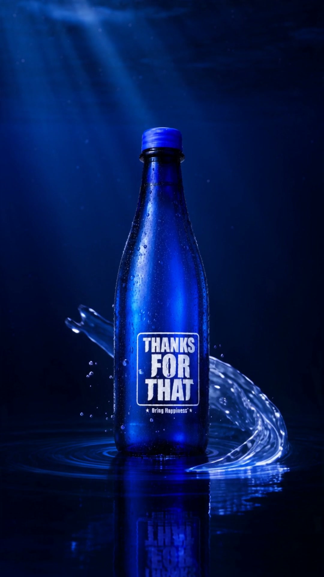 Thanks For That blue spring-water bottle